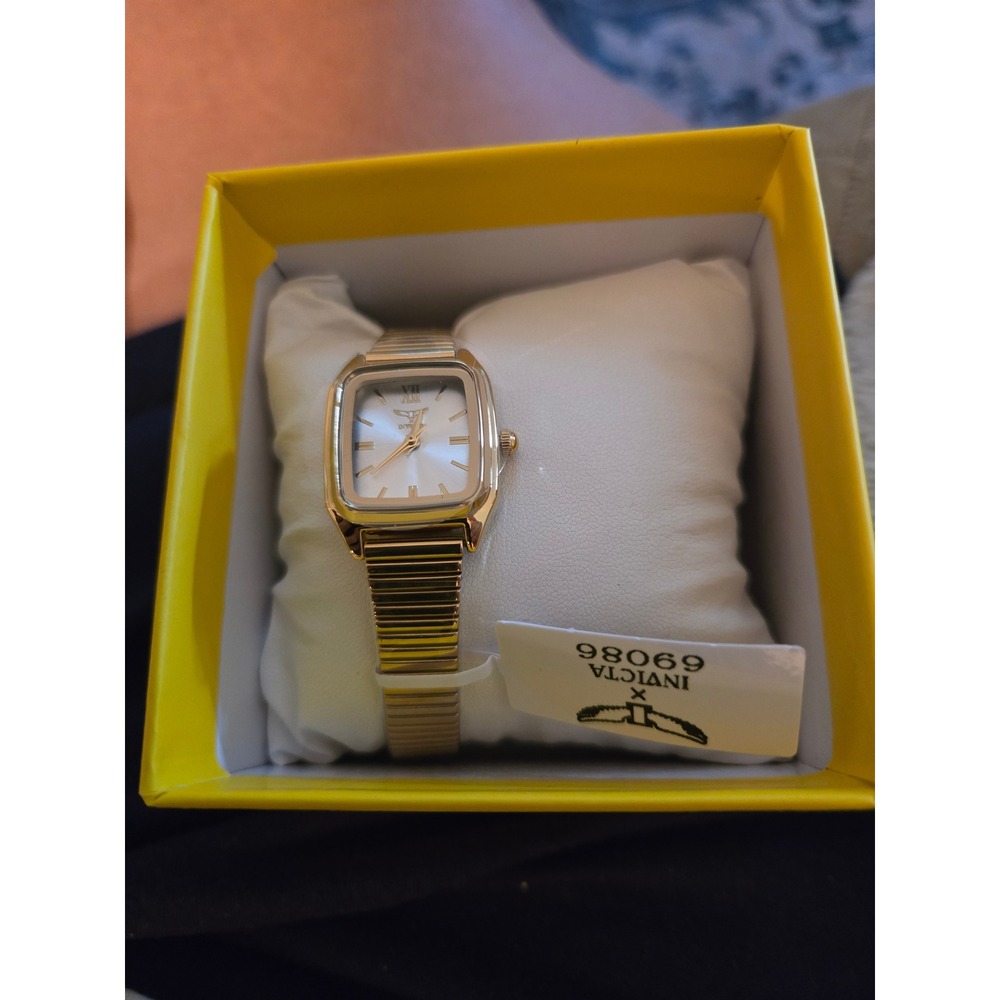 Invicta 69086 Womens Gold Tone Square Dial Expansion Band Watch New in Box